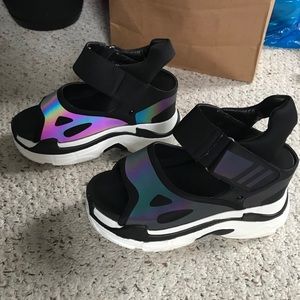 Anthony Wang Reflective Platform Sandals Sz8.5